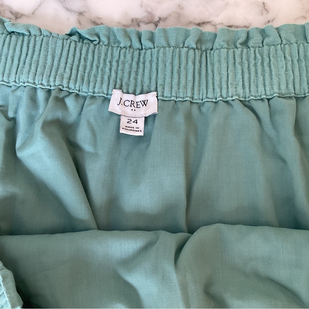 NWOT J Crew Linen-cotton blend city skirt Green sz 24 - small hole near pocket - Picture 6 of 9